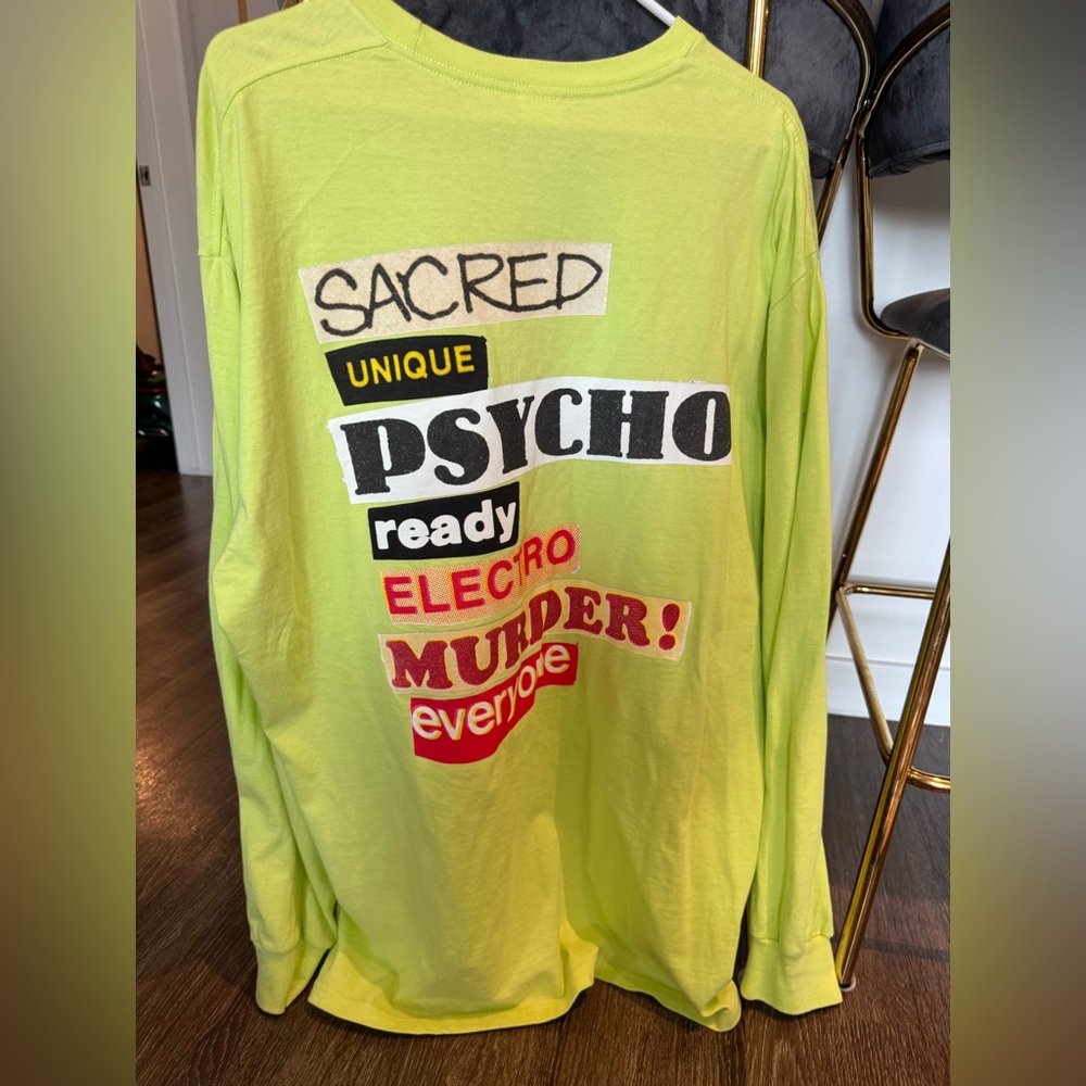 Graphic Lime Green Long Sleeve Shirt- XL (used)